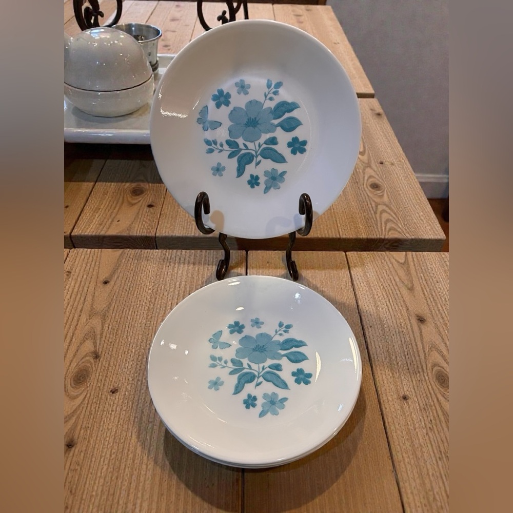 Set of 4 Retired Corell Pioneer Woman Appetizer Plate Evie Teal Floral 6.75”NWOB